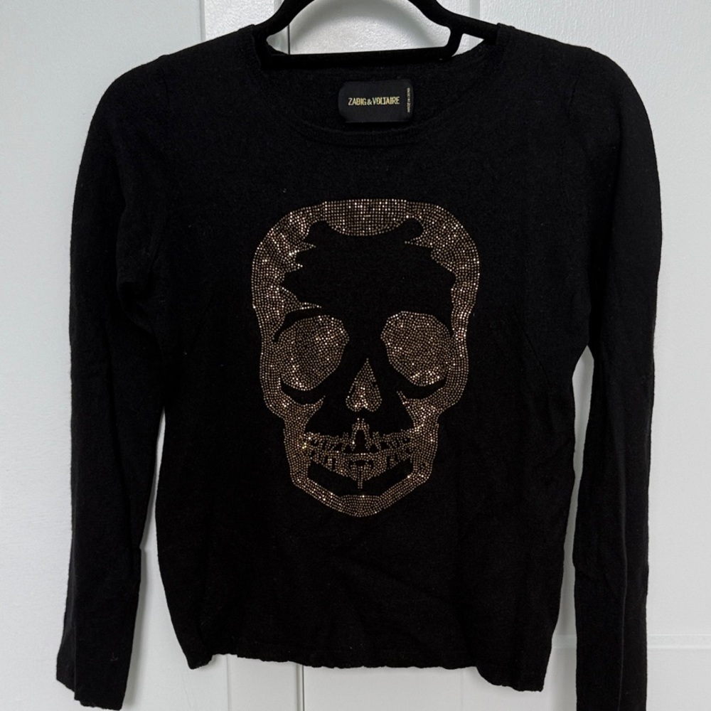 Zadig & Voltaire Black Sweater with Gold Skull